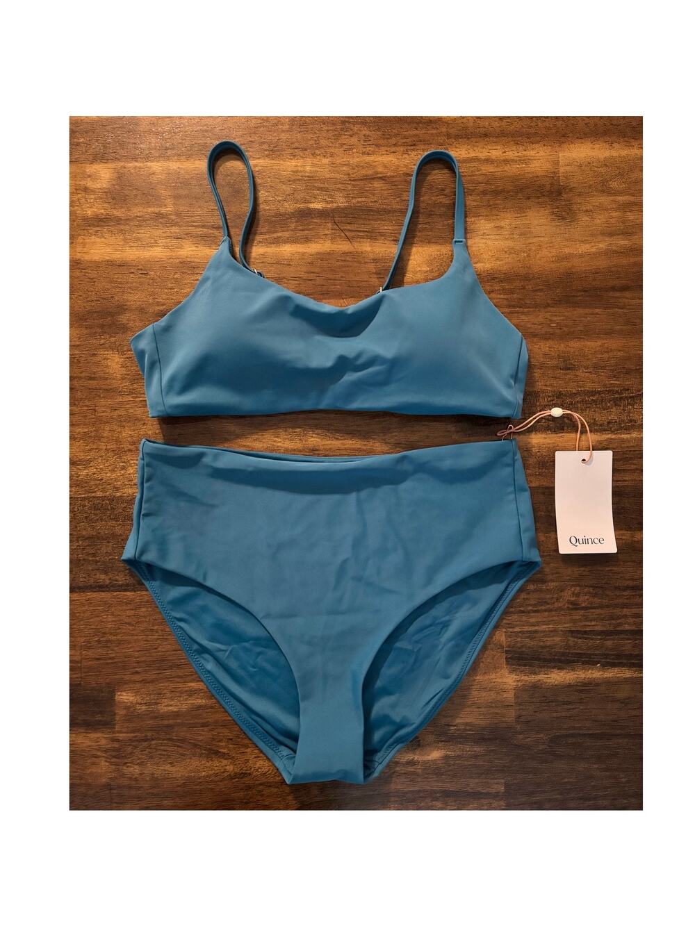 Quince Women’s Small Swimsuit Bikini Bathing Suit High Rise Bottom Pullover Top